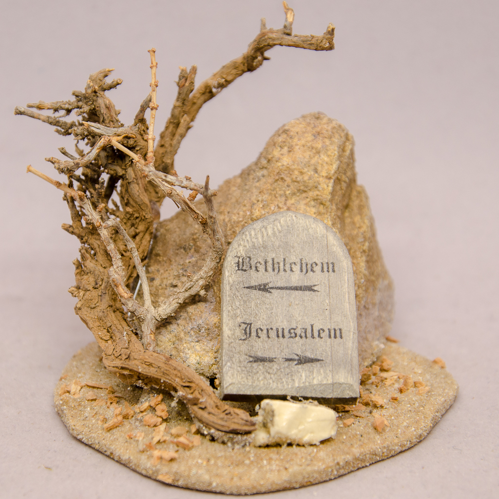 Wegweiser Bethlehem/Jerusalem auf Holzplatte